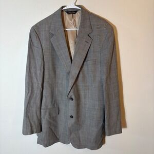 Brooks Brothers 43L Gray‎ Glen Plaid Wool Cotton Blend Blazer Made in USA